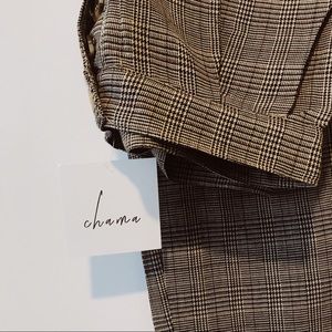 Plaid High-Waisted Trousers